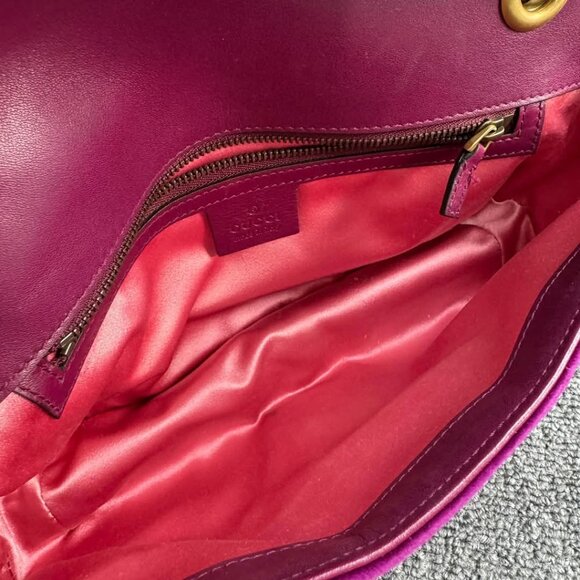GUCCI GG Marmont Flap Purple Velvet Shoulder Bag 699-030625 - Picture 12 of 16